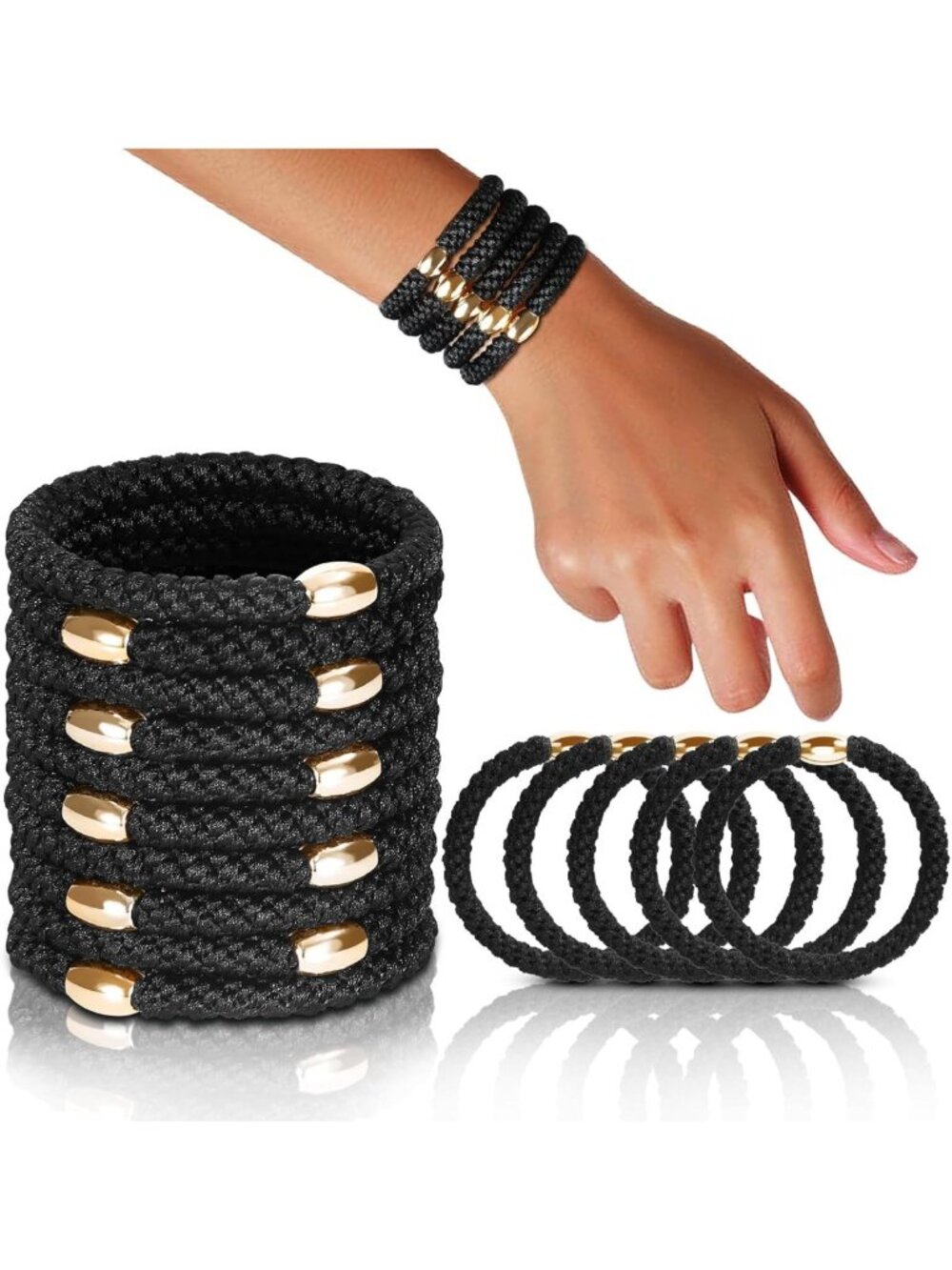 10 Pcs Thick Hair Braided Ties - Durable, No-Slip, Stylish Black Hair